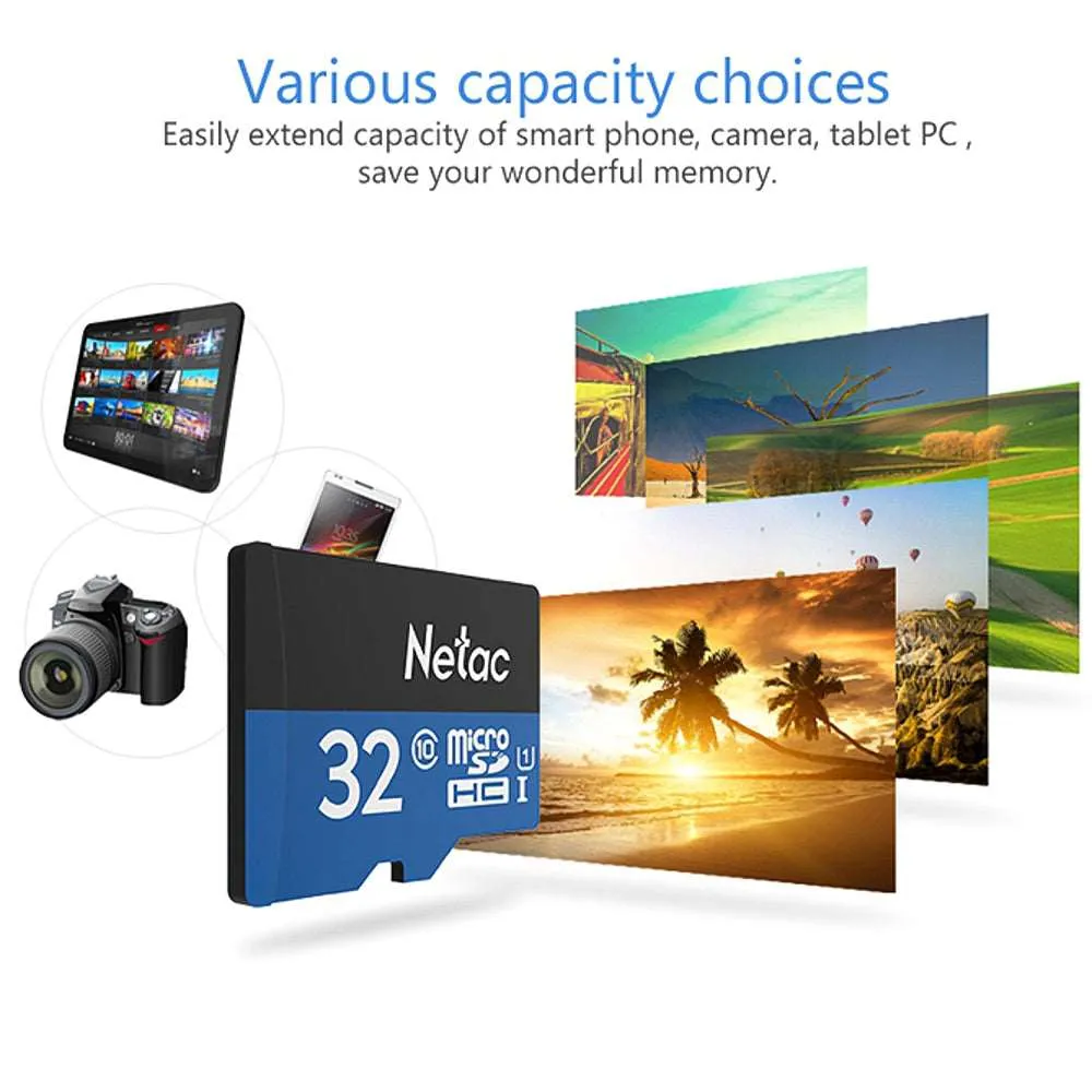 16-128GB Class 10 TF Card Flash for Smart Phone Memory and CCTV Camera & DVR Mass Data Storage