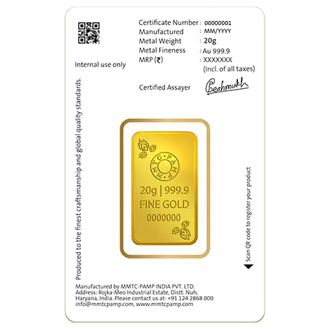 20 GM GOLD BAR PEACOCK 24K (999.9)