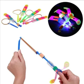 5Pcs Outdoor Shining Rocket Flash LED Elastic Helicopter Rotating Flying Toy Arrow Gift Children Fairy Catapult Luminous Toys
