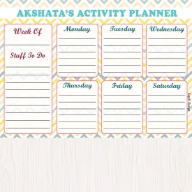 Activity Planner -  Yellow Chevron, Set of 50