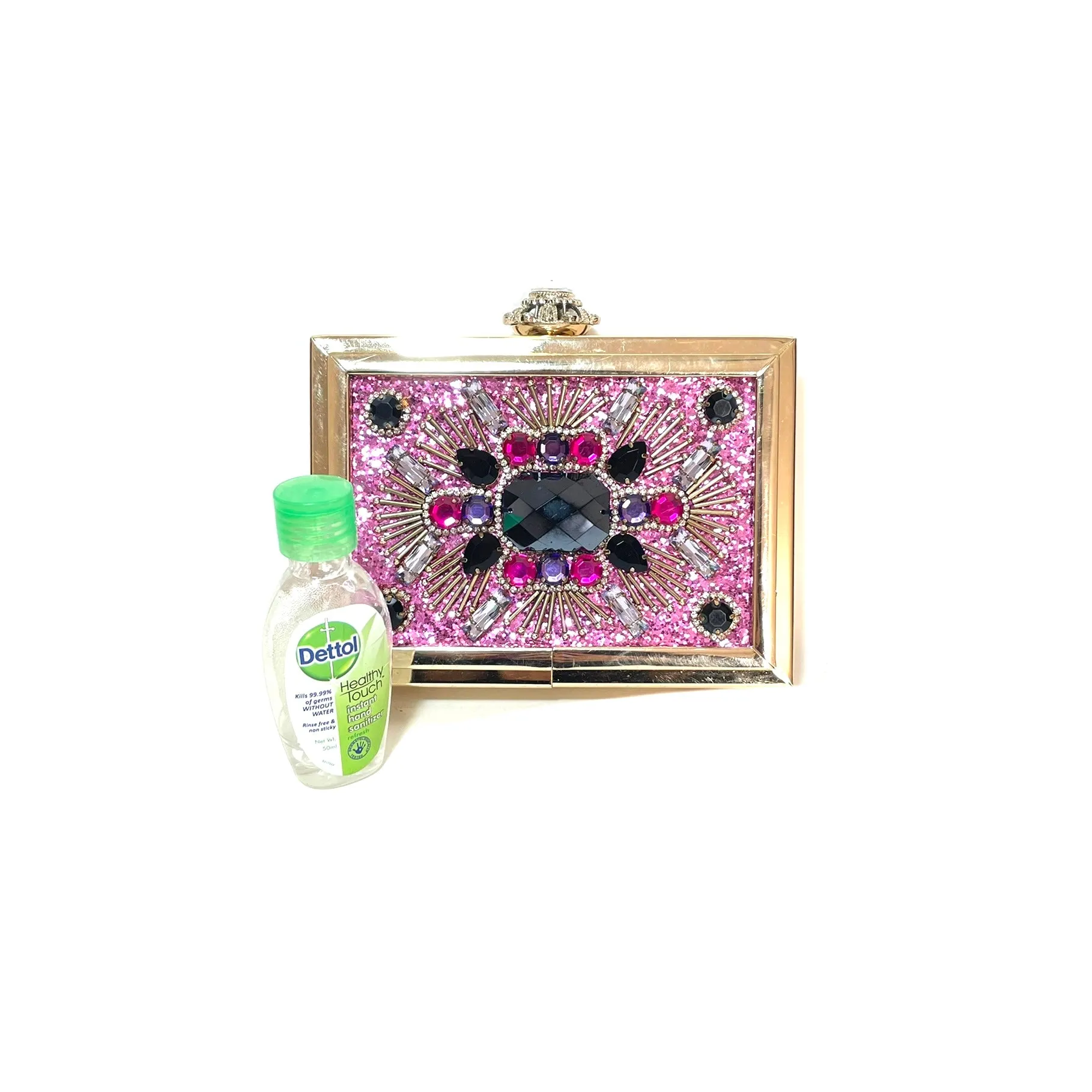 ALDO Gold Rhinestones Box Clutch | Pre Loved |