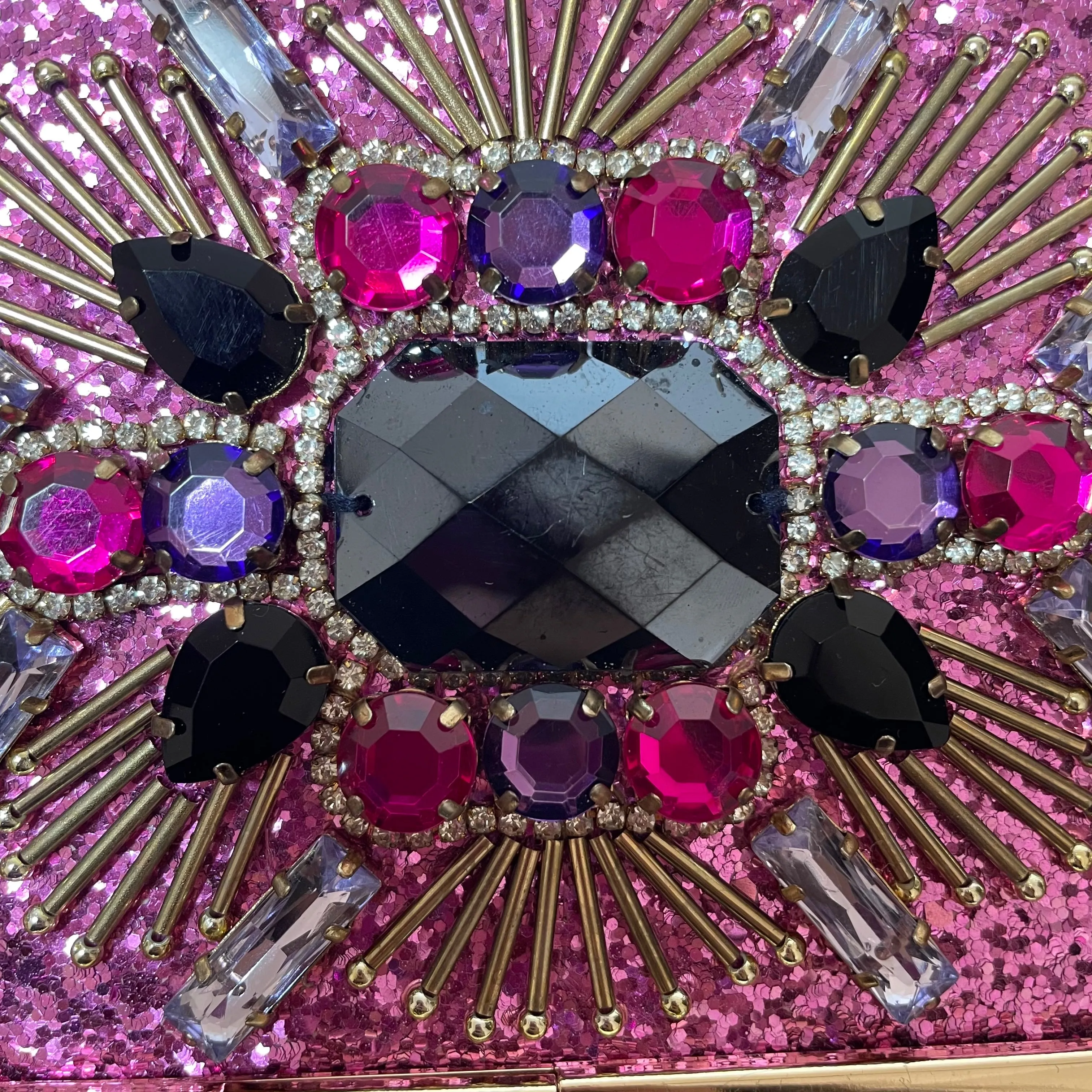 ALDO Gold Rhinestones Box Clutch | Pre Loved |
