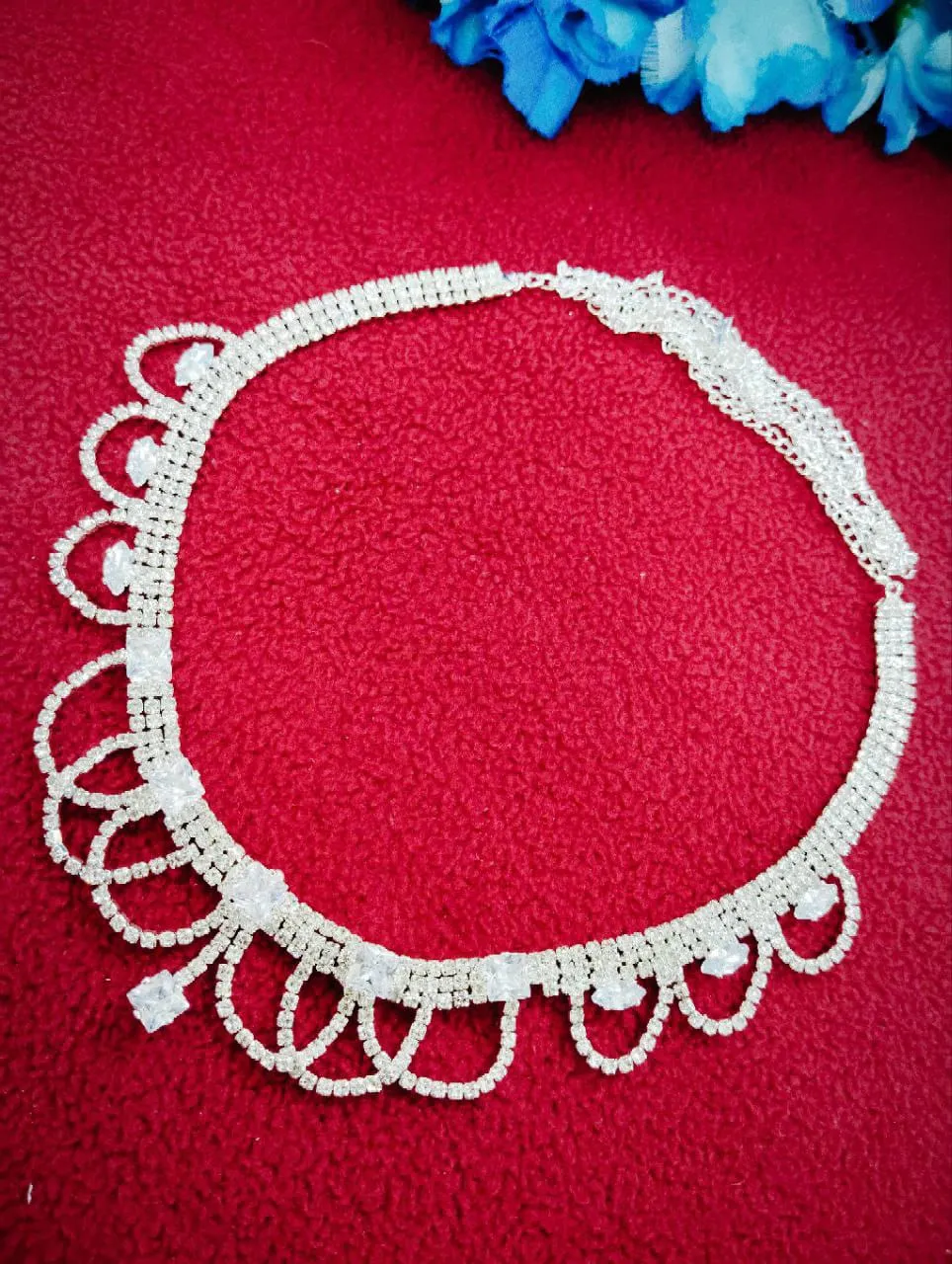 Attractive Designer Silver Color American Diamond Stoned Hip Chain