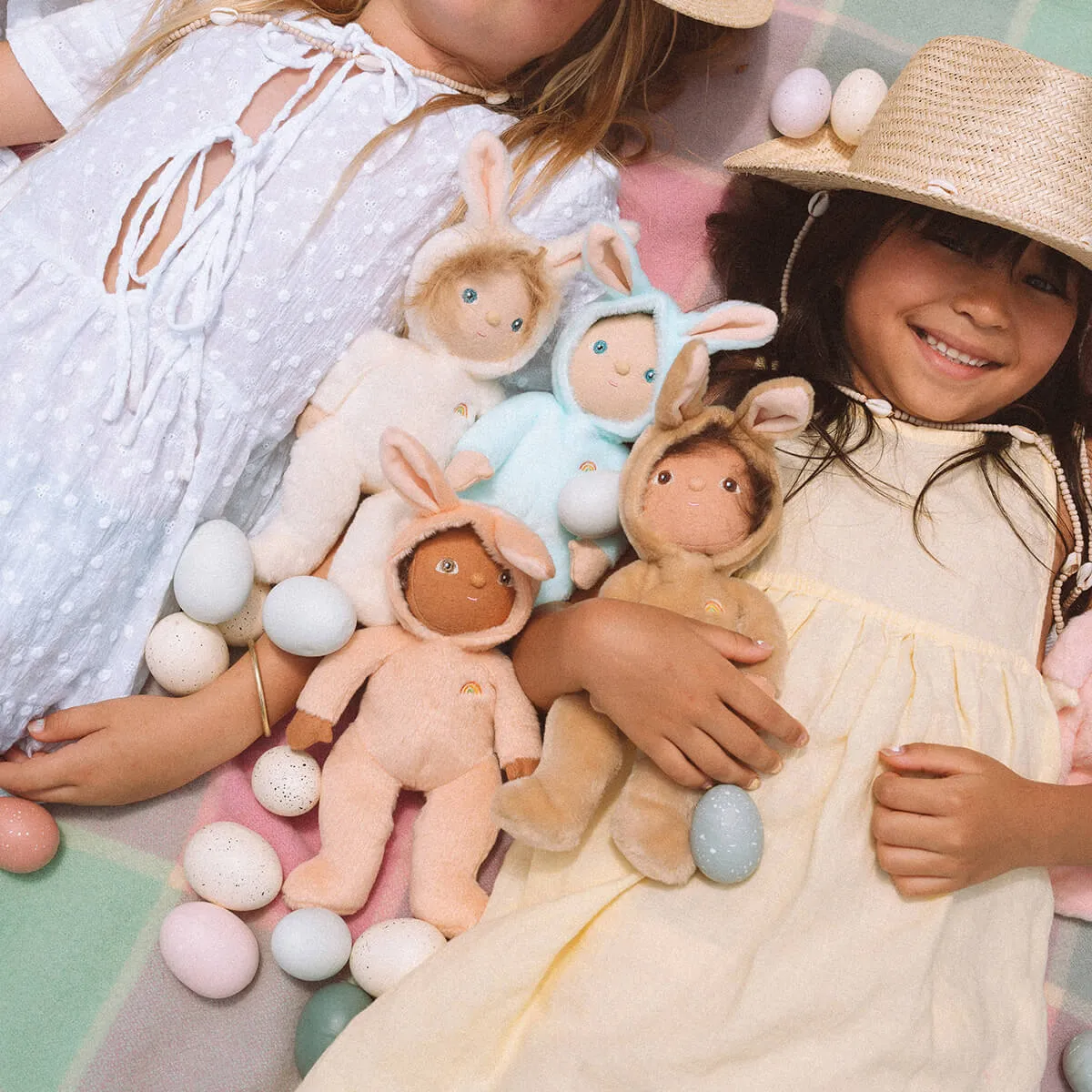 Basil Bunny Dinky Dinkum Fluffle Family Doll in Misty Blue by Olli Ella