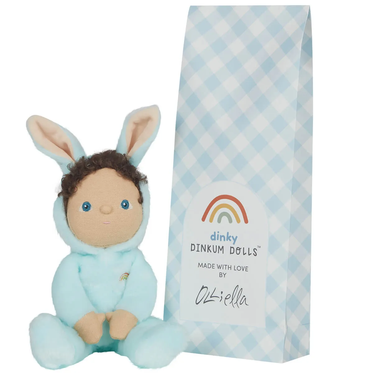 Basil Bunny Dinky Dinkum Fluffle Family Doll in Misty Blue by Olli Ella