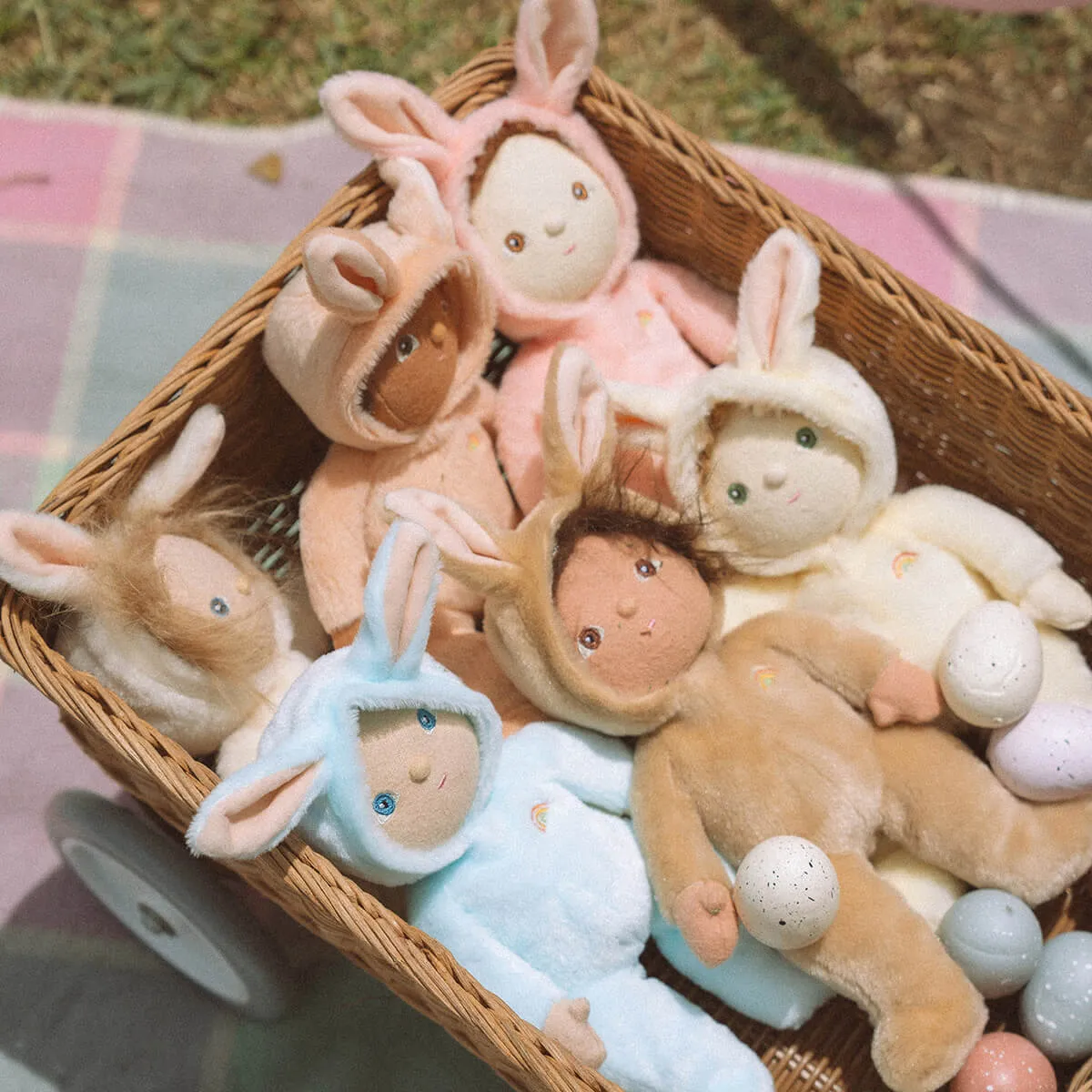 Basil Bunny Dinky Dinkum Fluffle Family Doll in Misty Blue by Olli Ella