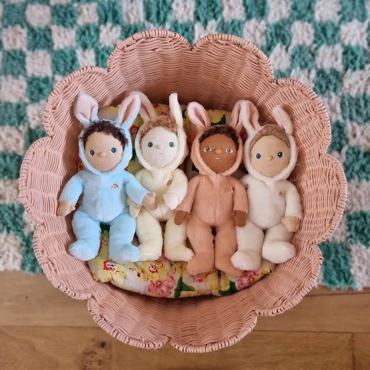 Basil Bunny Dinky Dinkum Fluffle Family Doll in Misty Blue by Olli Ella