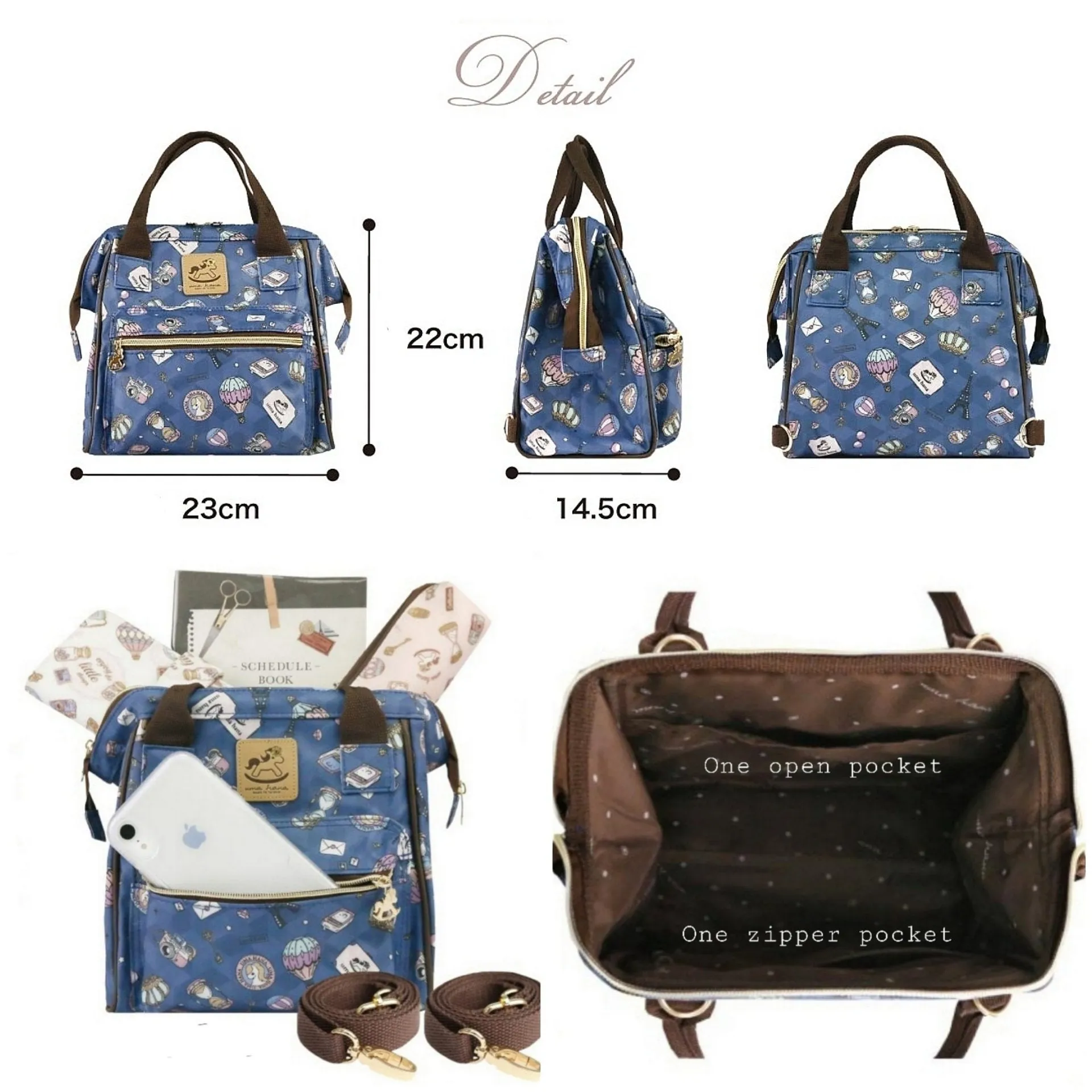 Blue French Bulldog Small Triple Usage Bag