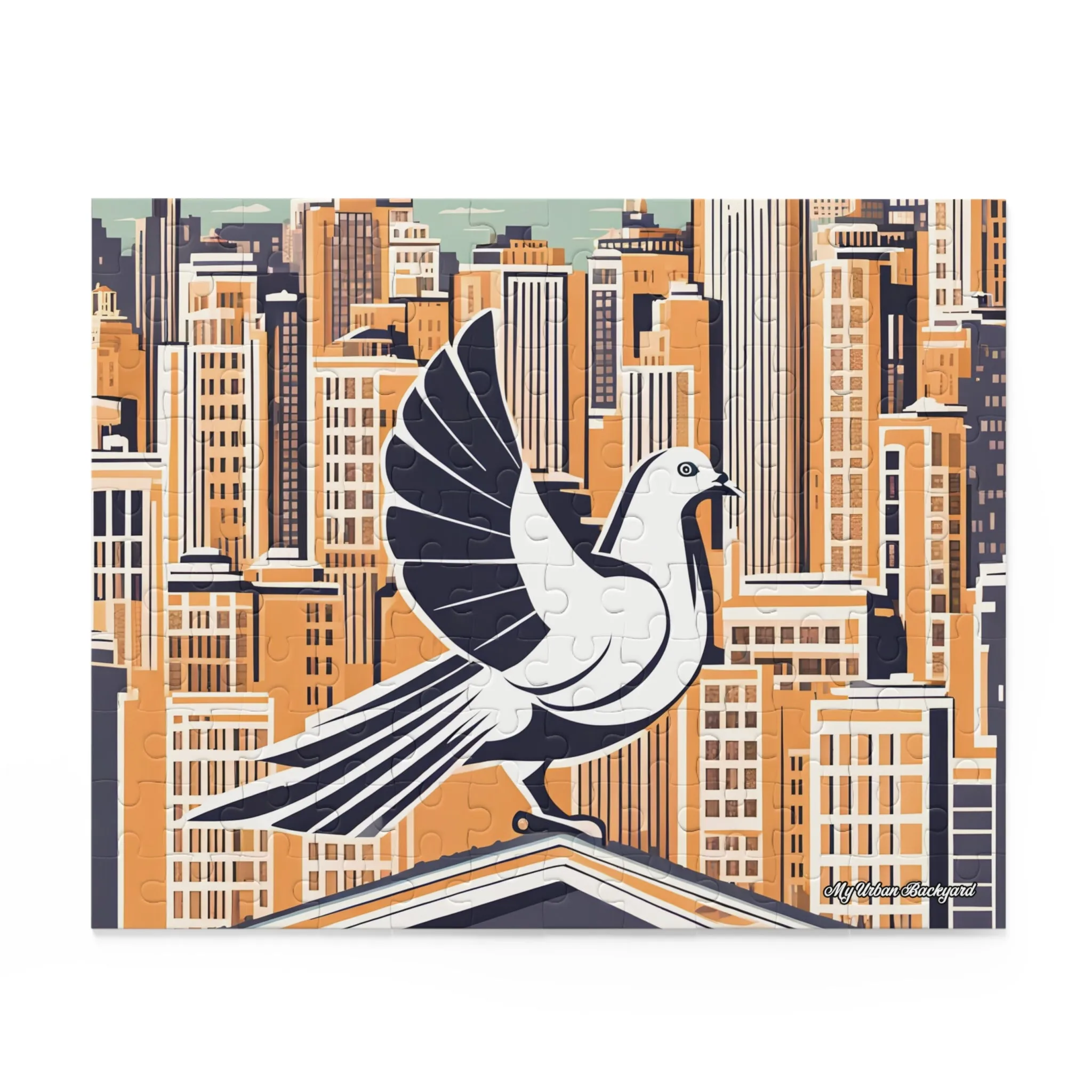 City Bird on Roof, Jigsaw Puzzle, (120, 252, or 500-Piece)