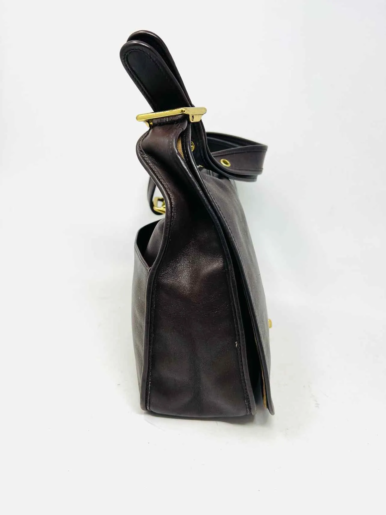 Coach Chocolate/Gold Turn-lock Leather W/ DUST BAG Designer Purse