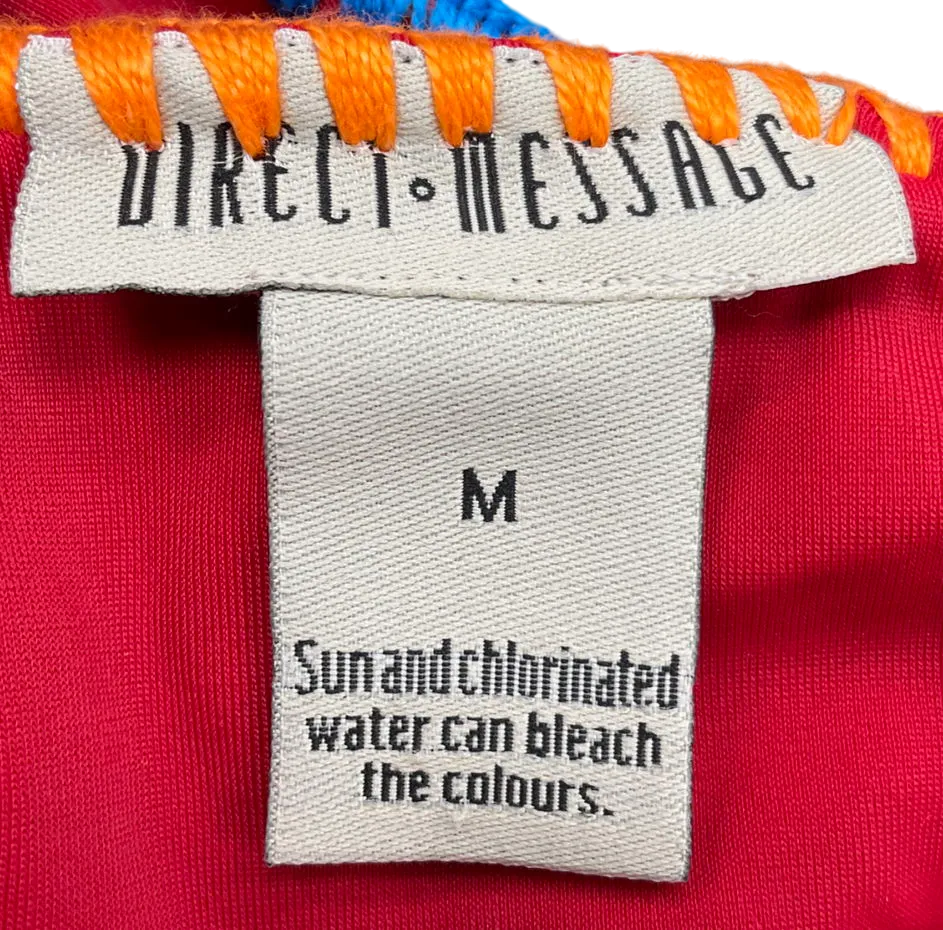 direct message Red Deja Hand Embroidered Bikini UK M