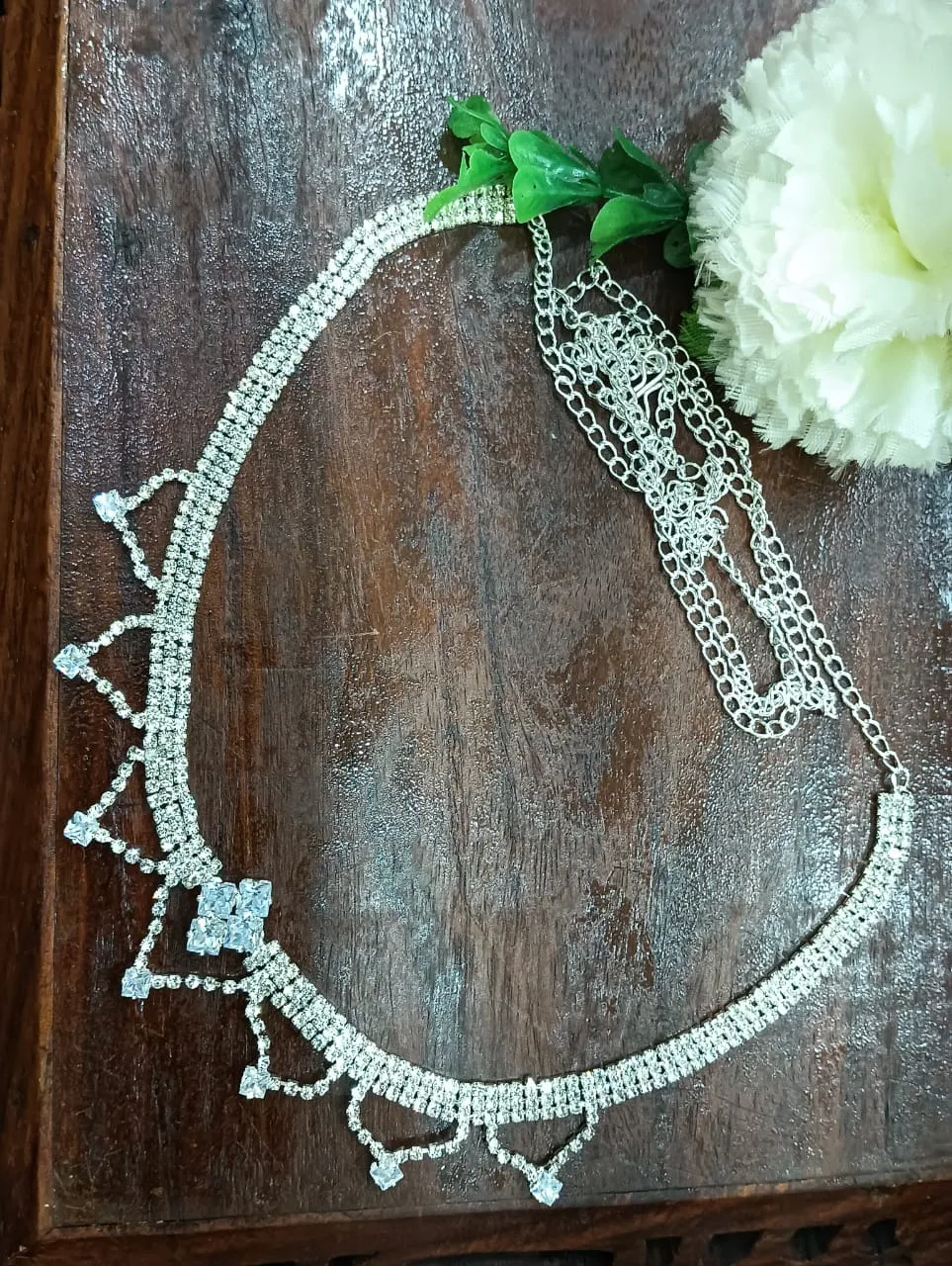 Elegant Silver Color Designer American Diamond Hip Chain For Women