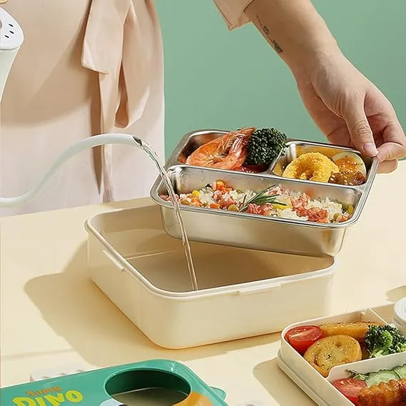 Elephant 5 Compartments Stainless Steel Lunch Box with Spoon and Salad Cup