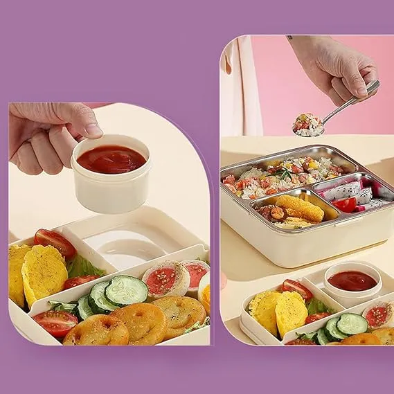 Elephant 5 Compartments Stainless Steel Lunch Box with Spoon and Salad Cup