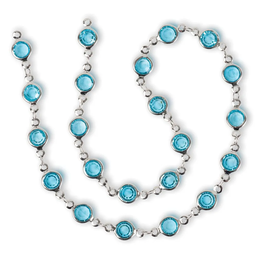 Estrellaª Linked Crystals Chain - Medium, Blue Topaz/Silver