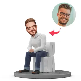 Father's Day Gifts Sitting Dad Custom Bobblehead with Text