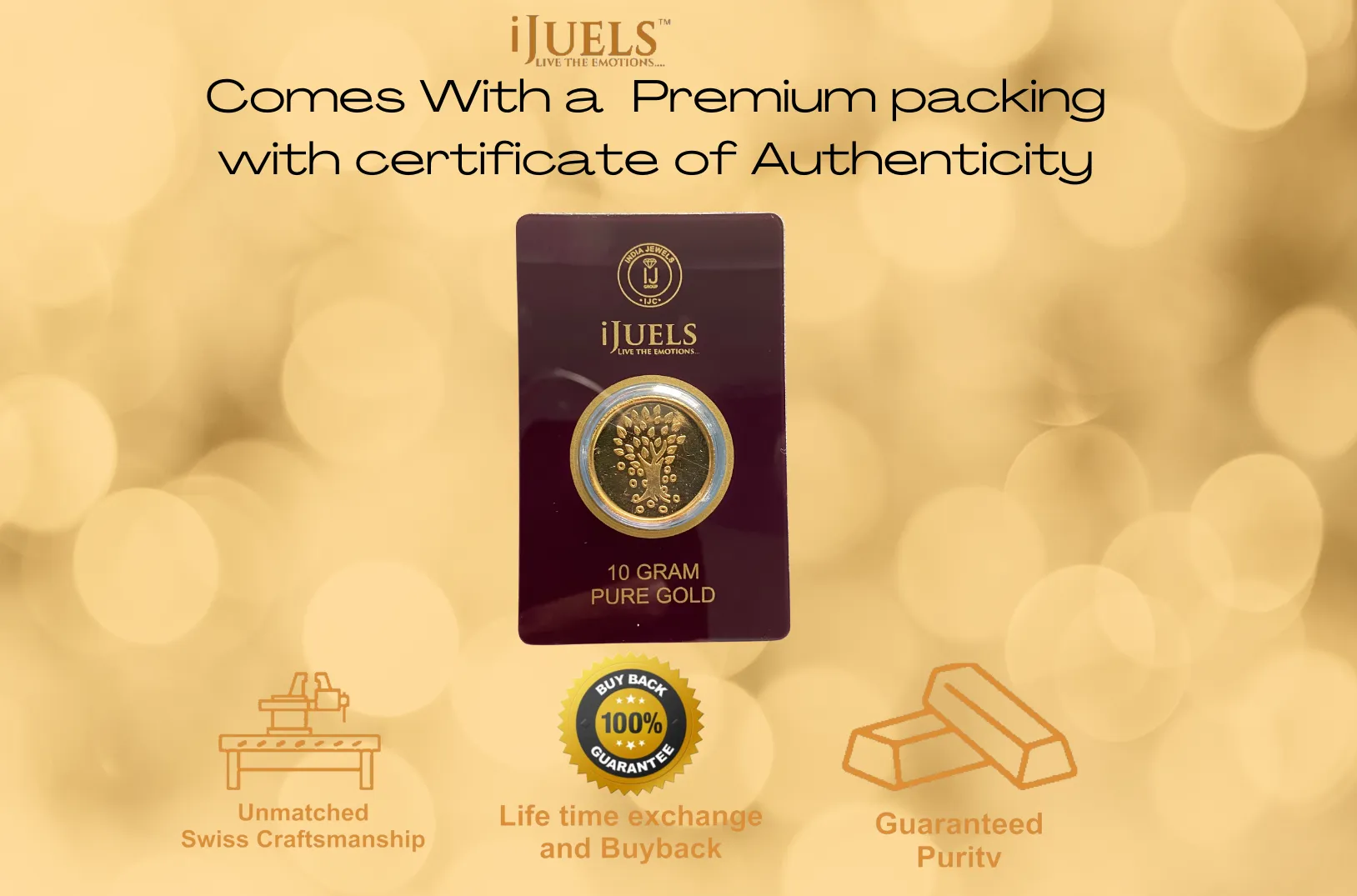 iJuels 10 gram pure gold coin 995 with certificate