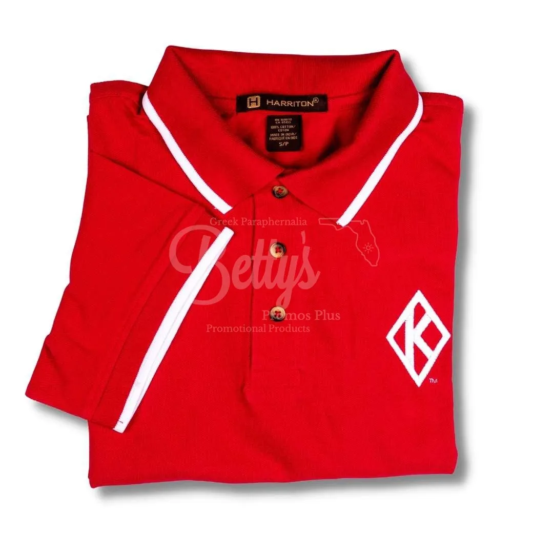 Kappa Alpha Psi ΚΑΨ Floating K Embroidered Piqué Polo Shirt with Contrast Tip