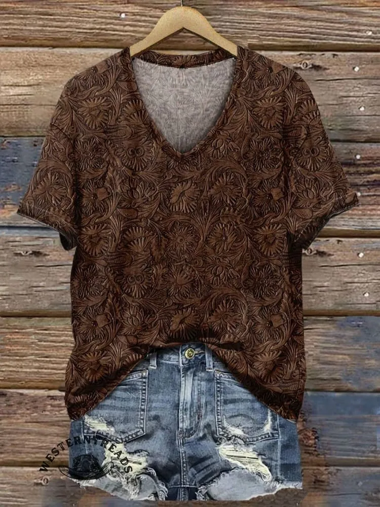 🔥Limited Time Discount🔥Classic West Print Leather Texture Patterns T-shirt