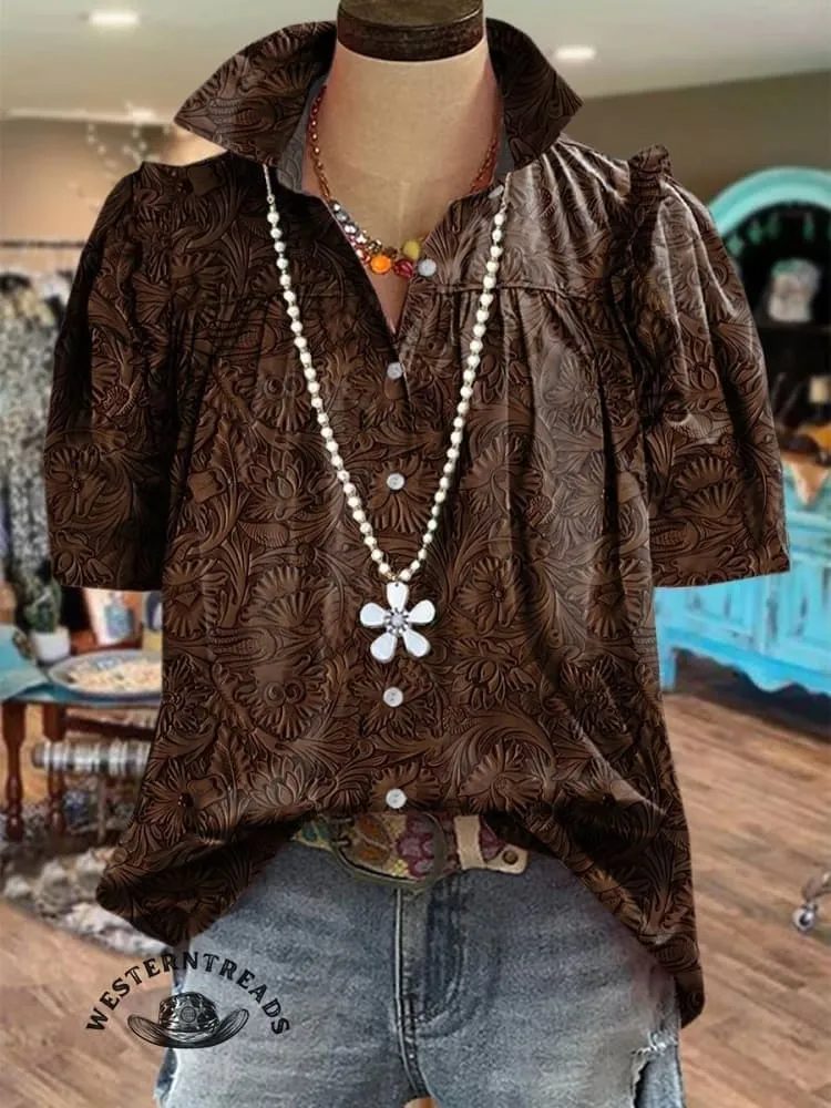 🔥Limited Time Discount🔥Classic West Print Leather Texture Patterns T-shirt