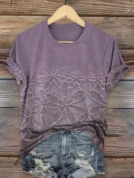 🔥Limited Time Discount🔥Vintage Floral Art Print Casual Short Sleeve Top