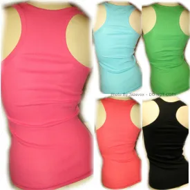 NEW Womens Solid Colored SLEEVELESS Ribbed TANK TOP Racerback Shirt Summer Tops Clothes Clothing