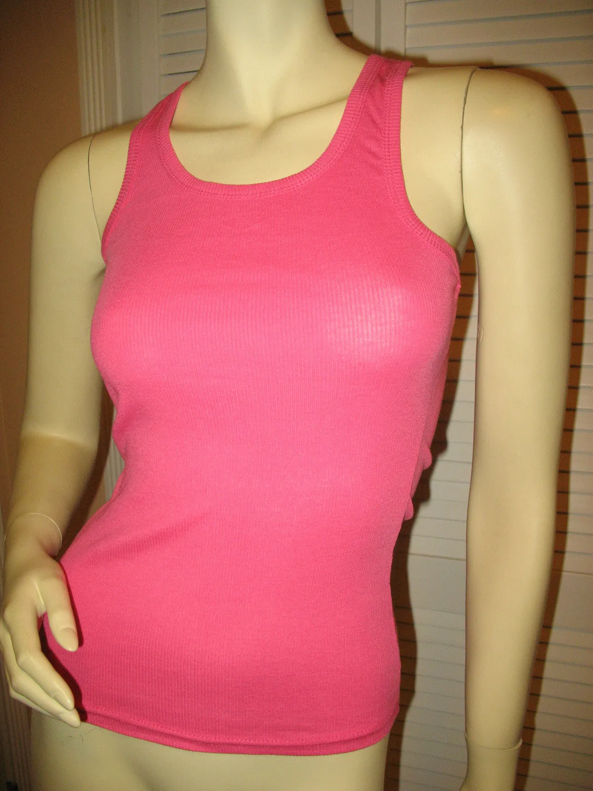 NEW Womens Solid Colored SLEEVELESS Ribbed TANK TOP Racerback Shirt Summer Tops Clothes Clothing