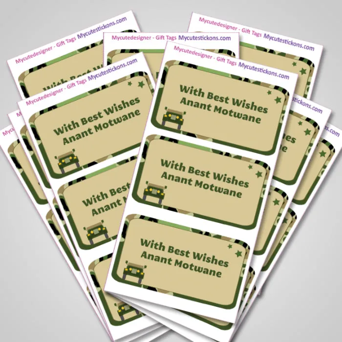 Personalised Gift Sticker - Cool Camou - Set of 60